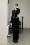 OUDE WAAG Core Velvet New Jet Sleeping skirt OW-23SS-SK05 Black